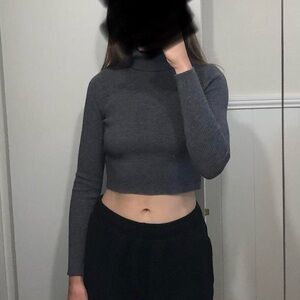 Dark grey cropped turtleneck
